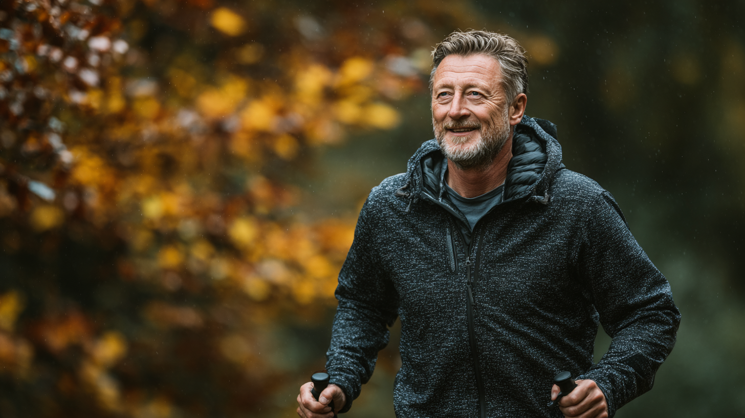 Szczęśliwa para seniorów ćwicząca w parku